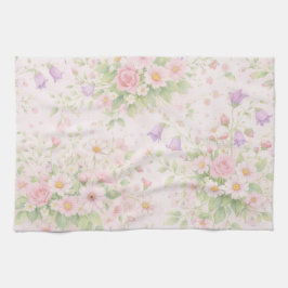Paño De Cocina Rosa floral y margarita — Botánico pastel