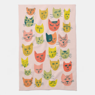 Paño De Cocina Rosa lindo colorido de los gatitos de los gatos