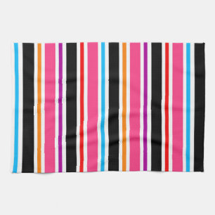 Paño De Cocina Rosa Negro Multicolor Colores Rayas