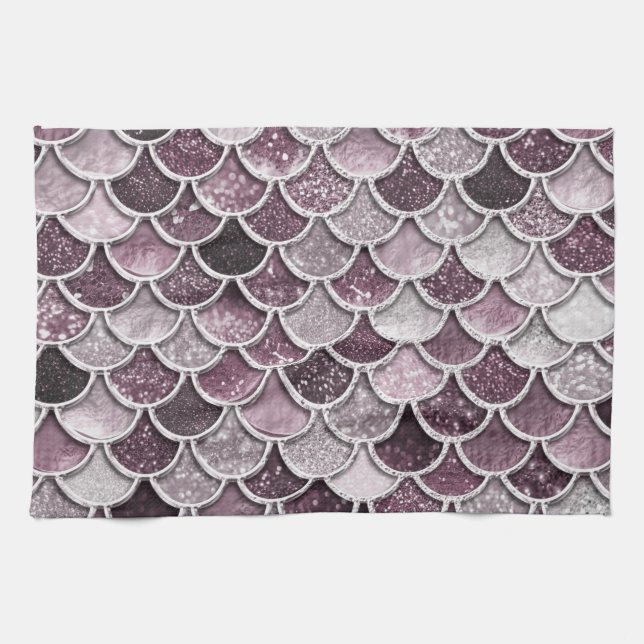 Paño De Cocina Rosa Oro Rubor Ombre Purpurina Mermaid Scales (Horizontal)