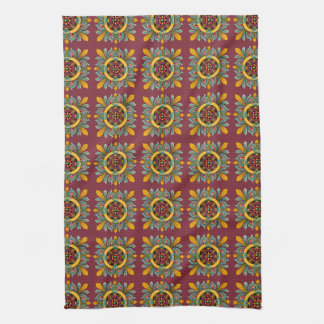 Paño De Cocina Rosa oscuro diseño de mosaico victoriano