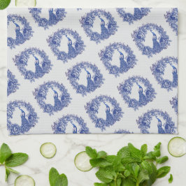 Paño De Cocina Rosa Pavo Real Azul Blanco