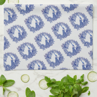 Paño De Cocina Rosa Pavo Real Azul Blanco