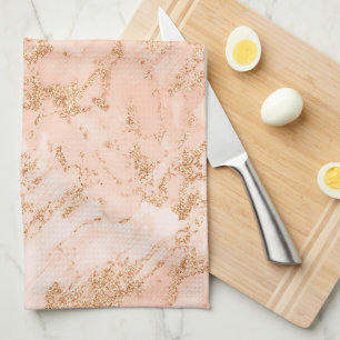 Paño De Cocina Rosa Purpurina de mármol de oro