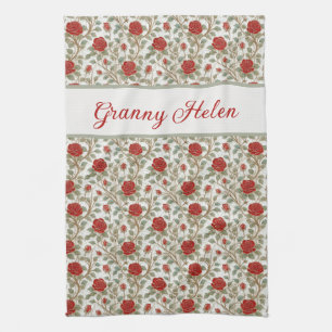 Paño De Cocina Rosa roja personalizada