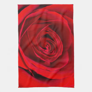 Paño De Cocina Rosa Roja Romántica en plena floración