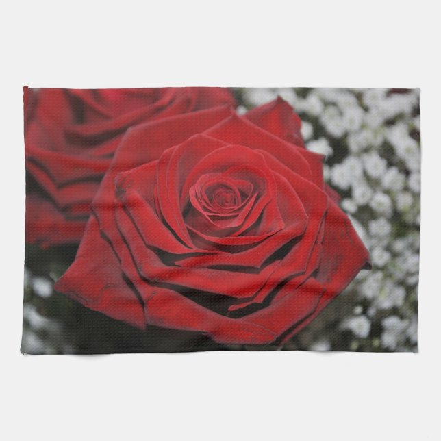 Paño De Cocina Rosa rojo hermoso (Horizontal)