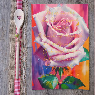 Paño De Cocina Rosa Rosa Atrevida en Flor Poema Bohemio Artístico