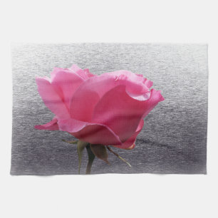 Paño De Cocina rosa sobre gris