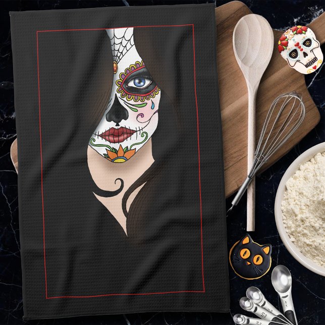 Paño De Cocina Rosa Sugar Skull Retrato (Subido por el creador)