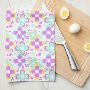 Paño De Cocina Rosa, turquesa, floral