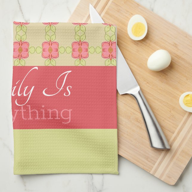 Paño De Cocina Rosa Verde Y Beige (Doblado Cuarto)