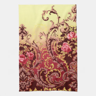 Paño De Cocina rosa victoriano elegante de estilo floral