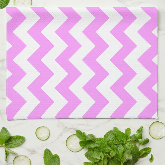 Paño De Cocina Rosa y Blanco Zigzag (Doblado)