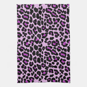 Paño De Cocina Rosa y estampado leopardo de moda púrpura