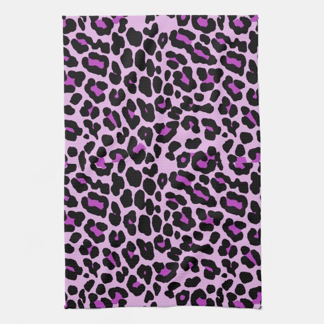 Paño De Cocina Rosa y estampado leopardo de moda púrpura (Vertical)
