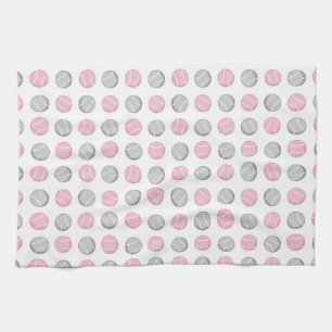 Paño De Cocina Rosa y gris del modelo de la pelota de tenis