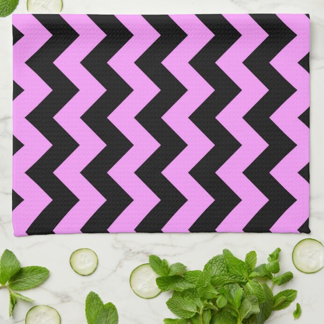 Paño De Cocina Rosa y negro zigzag (Doblado)