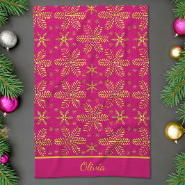 Paño De Cocina Rosa y oro personalizado
