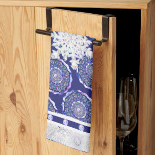 Paño De Cocina Rosada azul y copo de nieve