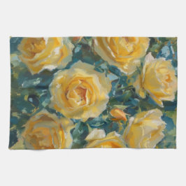 Paño De Cocina Rosas Amarillas Pintura De Flores De Verano