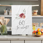Paño De Cocina Rosas de acuarela positiva Floral 60 cumpleaños<br><div class="desc">Rosas de acuarela positivos toalla de cocina de cumpleaños número 60 con cotización 60 y qué. Regalo motivacional y positivo para una mujer. El diseño presenta una cita positiva y graciosa 60, así que qué en escritura moderna y hermosos rosas y ramas de acuarela. La toalla es un gran regalo...</div>