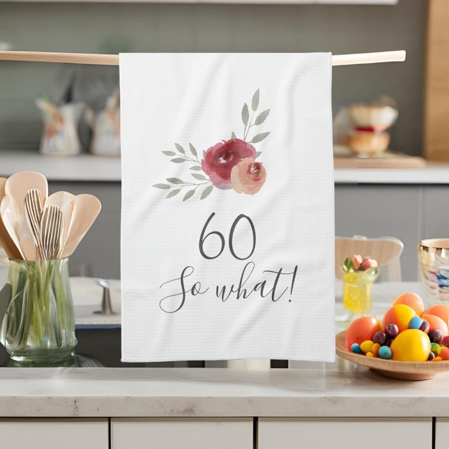 Paño De Cocina Rosas de acuarela positiva Floral 60 cumpleaños (Subido por el creador)