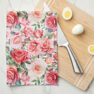 Paño De Cocina Rosas de acuarela rosa romántico