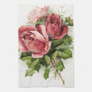 Paño De Cocina Rosas de la antigüedad del arte del vintage