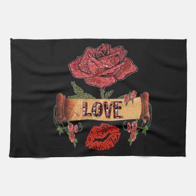 Paño De Cocina ROSAS de la RAB Rockabilly, amor y labios (Horizontal)