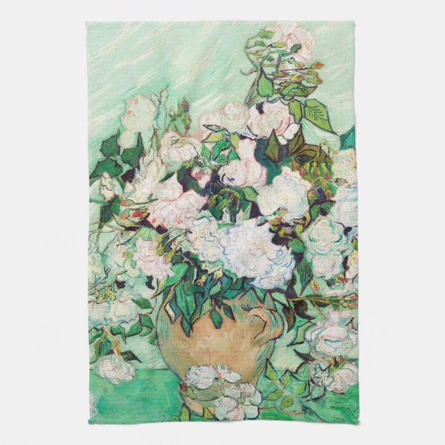 Paño De Cocina Rosas de la vida en una caja de Vincent van Gogh (Vertical)
