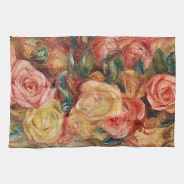 Paño De Cocina Rosas de Renoir Impresionist Painting (Horizontal)