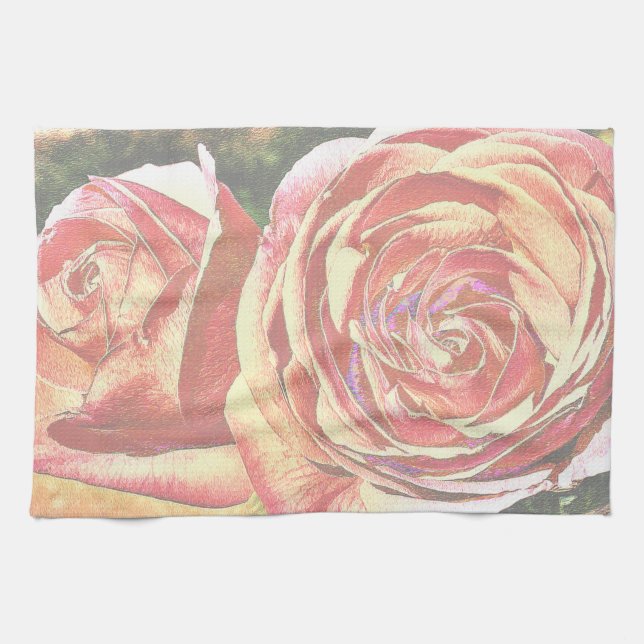 Paño De Cocina Rosas de Té del Jardín (Horizontal)