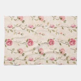 Paño De Cocina Rosas Florales Rosa Crema Bonitas