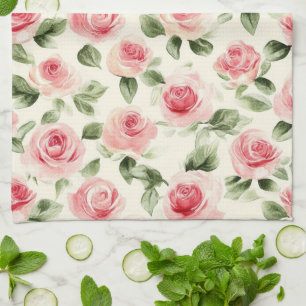 Paño De Cocina Rosas Florales Rosadas Bonitas