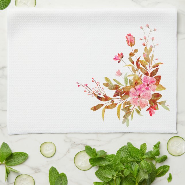 Paño De Cocina Rosas florales rosados de bonito abandonan (Doblado)