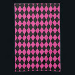 Paño De Cocina Rosas fuertes y negro del Harlequin<br><div class="desc">El estilo tradicional clásico del modelo elegante de los diamantes del Harlequin en rosas fuertes y negro contemporáneos</div>