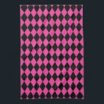 Paño De Cocina Rosas fuertes y negro del Harlequin<br><div class="desc">El estilo tradicional clásico del modelo elegante de los diamantes del Harlequin en rosas fuertes y negro contemporáneos</div>