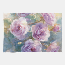 Paño De Cocina Rosas Lilas Impresionistas Flores