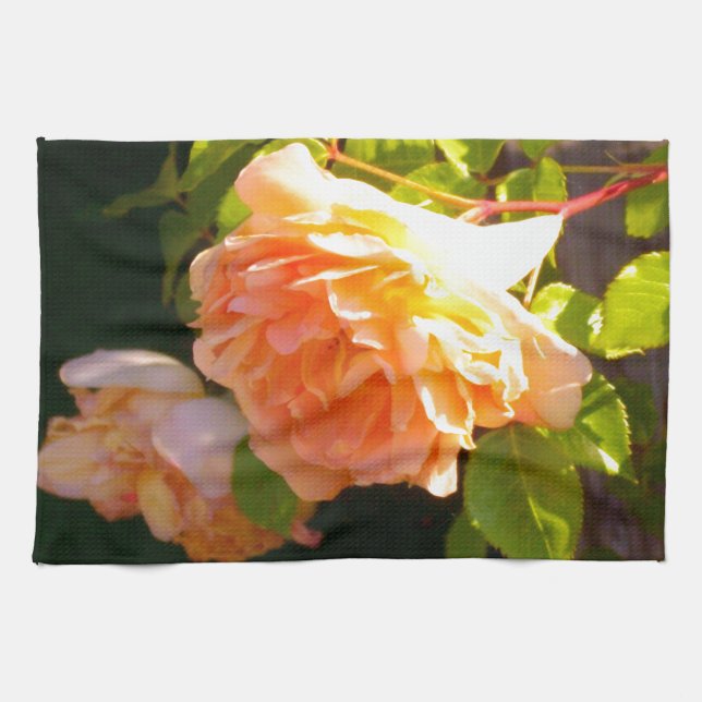 Paño De Cocina Rosas melocotón de campo (Horizontal)