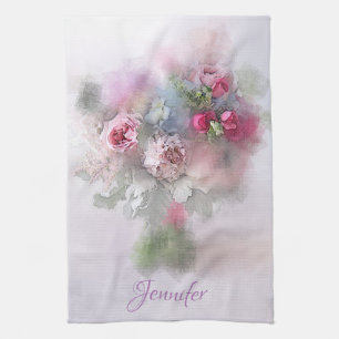 Paño De Cocina Rosas personalizados Bouquet Floral moderna person