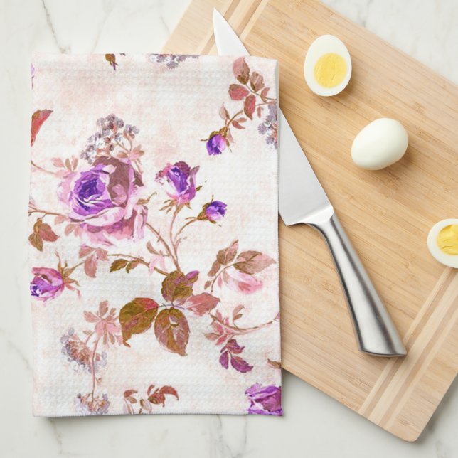 Paño De Cocina Rosas Purple Gold (Doblado Cuarto)
