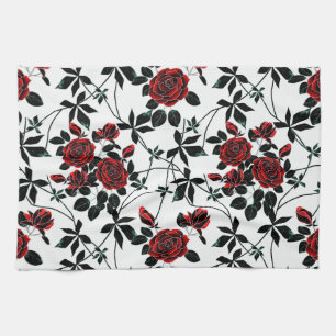 Paño De Cocina Rosas rojas.