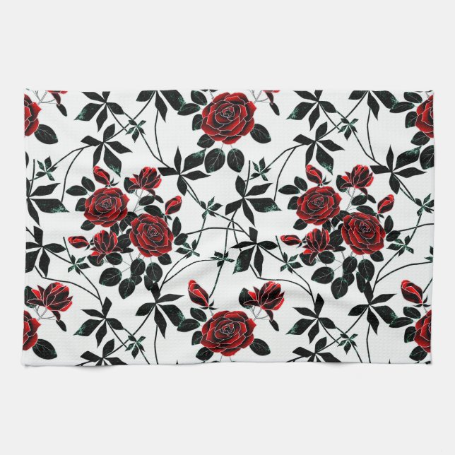 Paño De Cocina Rosas rojas. (Horizontal)