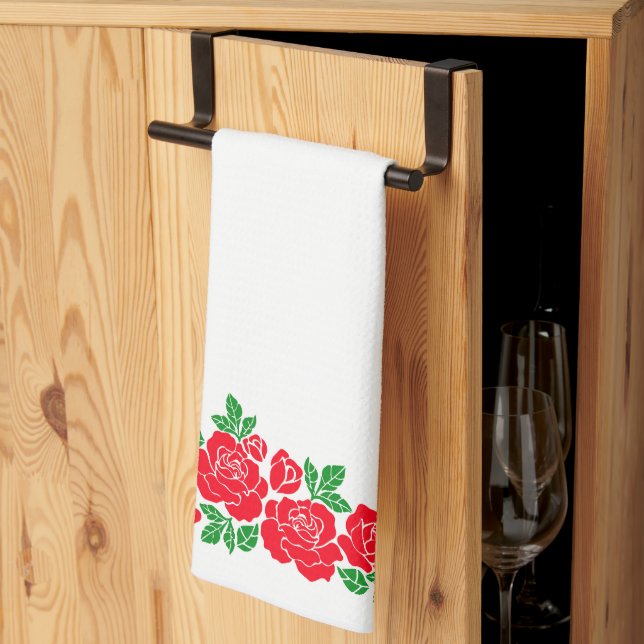 Paño De Cocina Rosas Rojas (Pliegue de tercios)