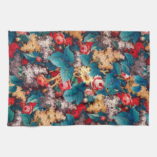 Paño De Cocina Rosas rojas de vintage y patrón floral de lilo