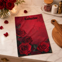 Rosas Rojas Góticas Elegantes con Nombre Personali