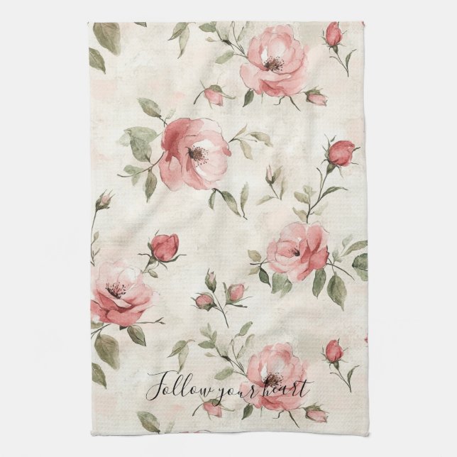 Paño De Cocina Rosas rosadas Floral (Vertical)