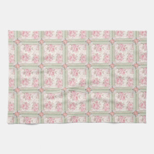 Paño De Cocina Rosas Rosadas Vintage Parche