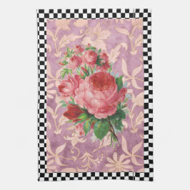 Paño De Cocina Rosas rosas rosadas Harlequin Vintage
